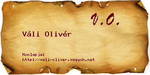 Váli Olivér névjegykártya